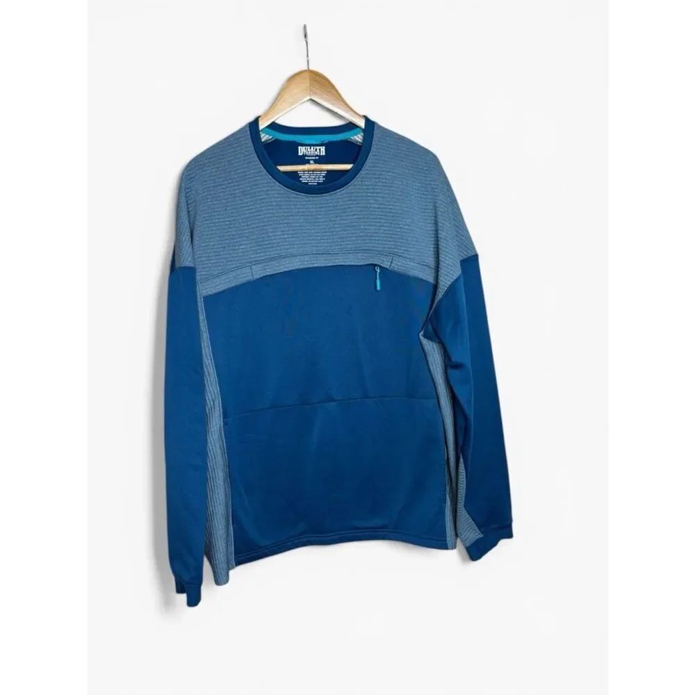 Duluth Trading Men's Boundary Layer Fleece Crew Sweatshirt in Blue Size XL